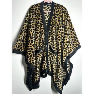Rare Soft & Cozy Company Fleece Cardigan Brown Leopard Women’s One Size